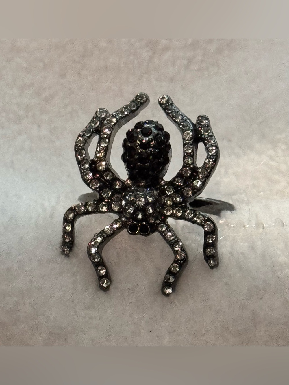 Torrid Bejeweled Spider Ring Black & Red Crystals Rhinestones Hematite Finish